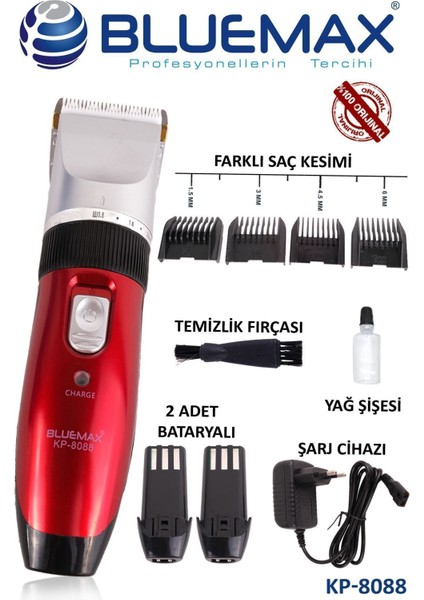 Kırmızı li Profesyonel Saç Tıraş Makinesi Kesim ve Bakım