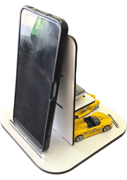 Telefon Tutucu ve 5'li Oyuncak Araba Rafı Sergi Standı, 2'si 1 Arada Dekoratif Masa Üstü Organizer fiyatları