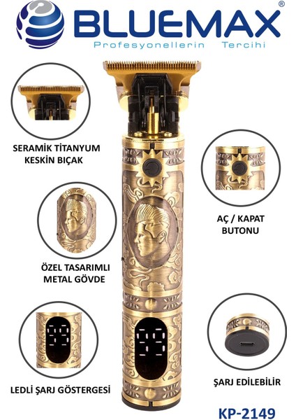 Suya Dayanıklı Metal Gövdeli LED Şarjlı Tıraş Makinesi fiyatları