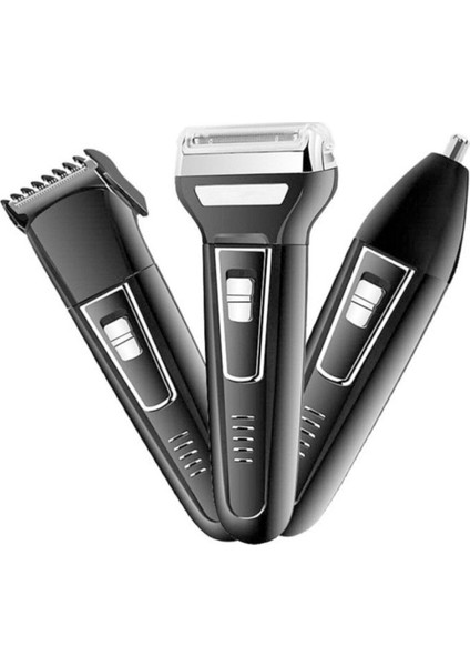 3'lü Şarjlı Çok Fonksiyonlu Tıraş ve Bakım Seti Siyah
