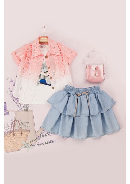 2-6 Yaş Bandırmalı Etekli 3'lü Takım