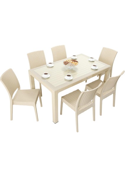 Elit Rattan 90x150 Elit Sandalye Camlı Masa Takımı ÇÖLBEJİ