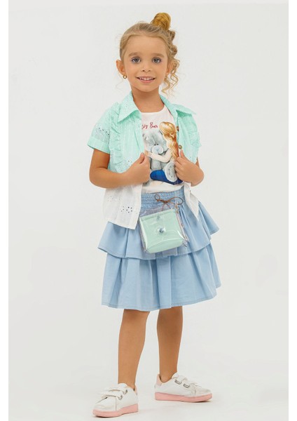 2-6 Yaş Bandırmalı Etekli 3'lü Takım