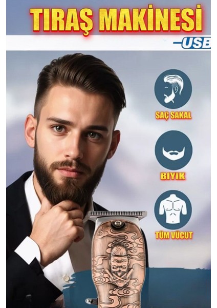 Kablosuz Su Geçirmez Lazer Öncesi Tıraş Makinesi Saç Sakal ve Ense Çizimi