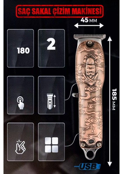 Kablosuz Su Geçirmez Lazer Öncesi Tıraş Makinesi Saç Sakal ve Ense Çizimi