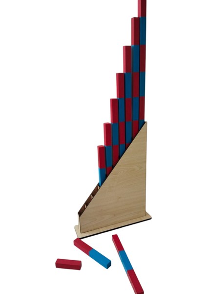 Montessori Ahşap Kırmızı Mavi Çubuklar modelleri
