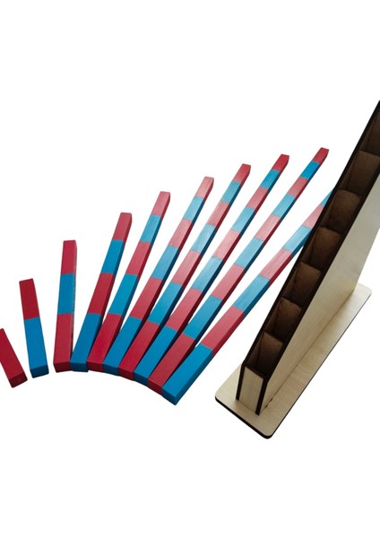 Montessori Ahşap Kırmızı Mavi Çubuklar fırsatları