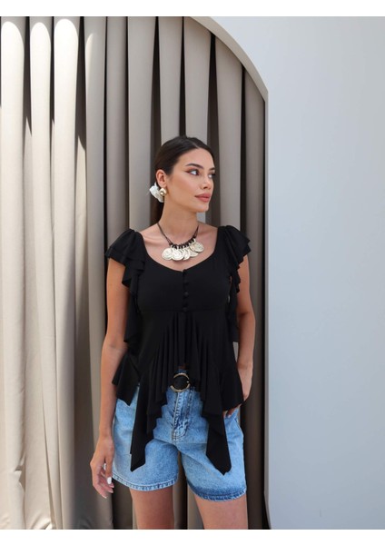 Volan Kol Asimetrik Bluz fiyatları