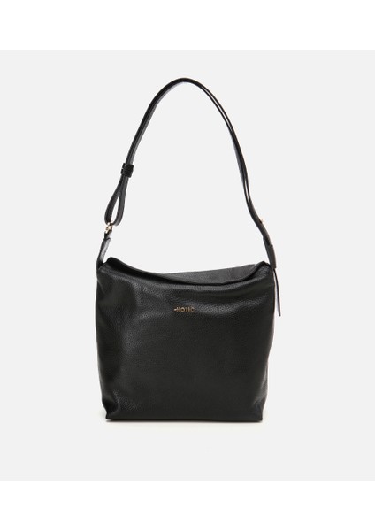 03CAH309140A100 KADIN Deri Siyah Ayarlanabilir Askılı Omuz Çantası