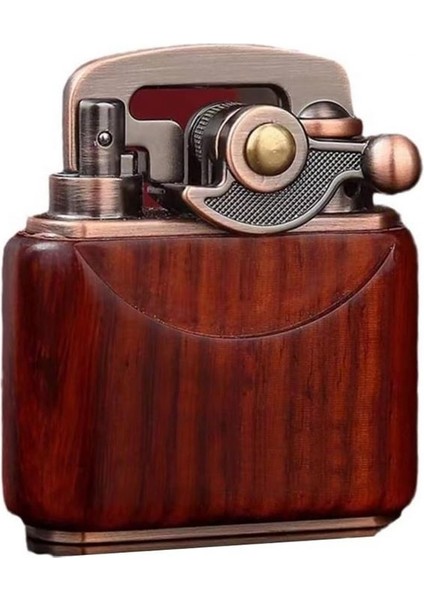 SM-090T Vintage Benzinli Ahşap Çakmak Kestane