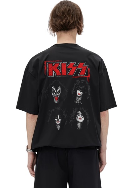 Kiss Grup Sırt Baskılı T-Shirt, Unisex Rock Metal Temalı Tişört modelleri