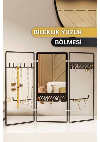 Şık Siyah Takı ve Makyaj Organizeri, Kolye, Küpe, Yüzük, Bileklik İçin Uygun modelleri