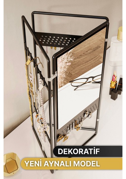 Şık Siyah Takı ve Makyaj Organizeri, Kolye, Küpe, Yüzük, Bileklik İçin Uygun fırsatları