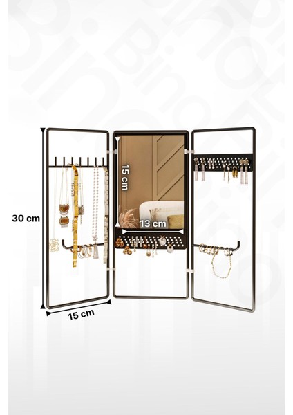 Şık Siyah Takı ve Makyaj Organizeri, Kolye, Küpe, Yüzük, Bileklik İçin Uygun