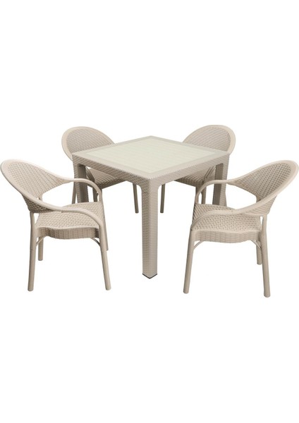 Elit Rattan 90x90 Eylül Koltuk Camlı Masa Takımı Çölbeji