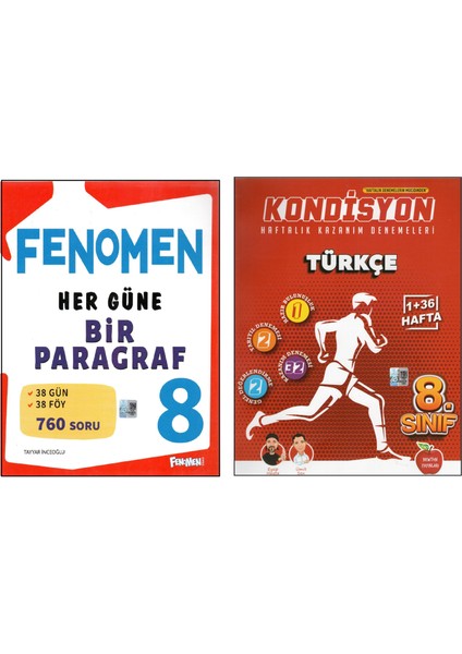 Fenomen 8.sınıf Her Güne Bir Paragraf + Newton 8.sınıf Kondisyon Türkçe (2 Kitap)