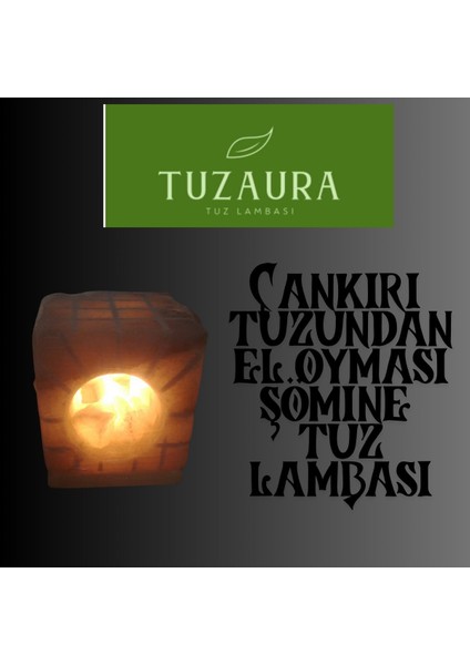 Gri Şömine Model Tuz Lambası, Şık ve Doğal Dekoratif Aydınlatma Seçeneği