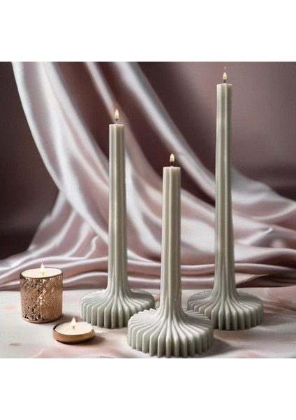 Madame Lume Dekoratif Kokulu Sütun Mum Geometrik Şekilli Soya Wax Ev Dekorasyon Mum 1 Adet - 20 cm indirimleri