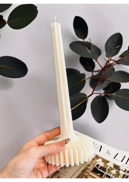 Madame Lume Dekoratif Kokulu Sütun Mum Geometrik Şekilli Soya Wax Ev Dekorasyon Mum 1 Adet - 20 cm