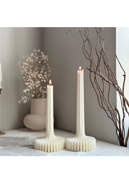 Madame Lume Dekoratif Kokulu Sütun Mum Geometrik Şekilli Soya Wax Ev Dekorasyon Mum 1 Adet - 20 cm