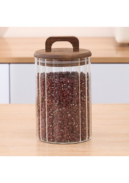 950 ML Borosilikat Cam Kavanoz – Akasya Kapaklı, Çizgili, Kulplu Sızdırmaz Silikonlu fiyatları