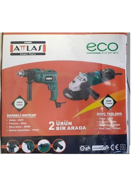 Eco Set Mt2 Matkap ve Taşlama 500W Kablolu Darbesiz, 2 Yıl Garanti modelleri