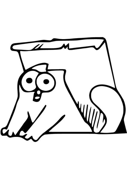 Kutudan Bakan Kedi Sticker Oto Motor Laptop Duvar Folyo Sticker 10X9 cm