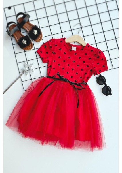 Kız Çocuk Magnolia Puanlı Tütü Kırmızı Elbise