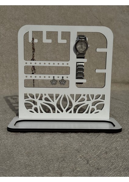 Beyaz Ahşap Takı Düzenleyici, Kolye ve Bileklik Saklama Kutusu