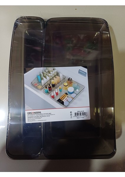 Şık Makyaj ve Takı Organizeri, 3 Parça, Siyah Renkli Düzenleyici Set
