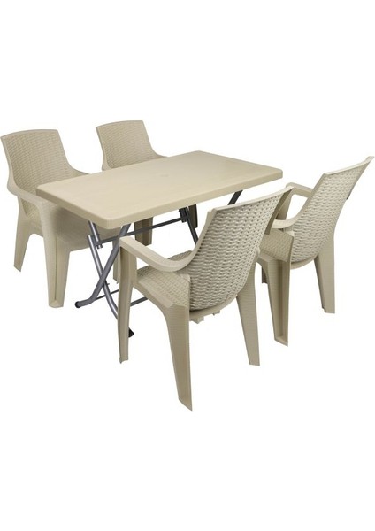 Zeugma 70x120 Katlanır Ayak 4 Kişilik Nibras Koltuk Masa Takımı Çölbeji