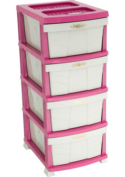 Elegant Düz Komidin (4 Çekmeceli Sebzelik) Pembe