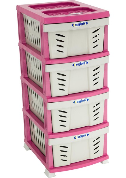 Elegant Delikli Komidin (4 Çekmeceli Sebzelik) Pembe