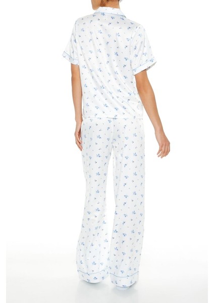 Çiçek Desenli Gömlek ve Pijama Altı Takımı