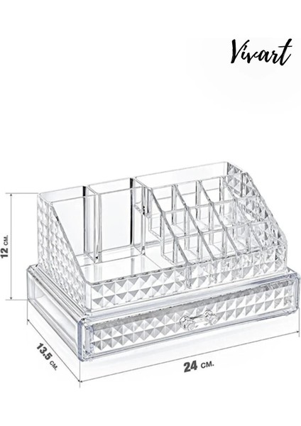 Beyaz Çekmeceli Akrilik Makyaj Organizatörü, Şık ve Fonksiyonel Tasarım