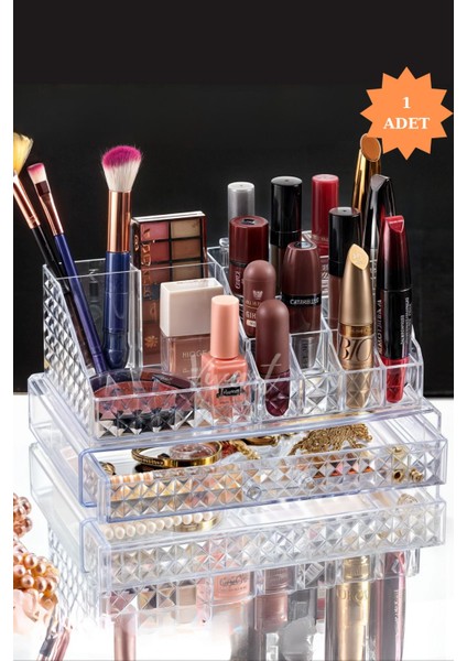 Beyaz Çekmeceli Akrilik Makyaj Organizatörü, Şık ve Fonksiyonel Tasarım fiyatları