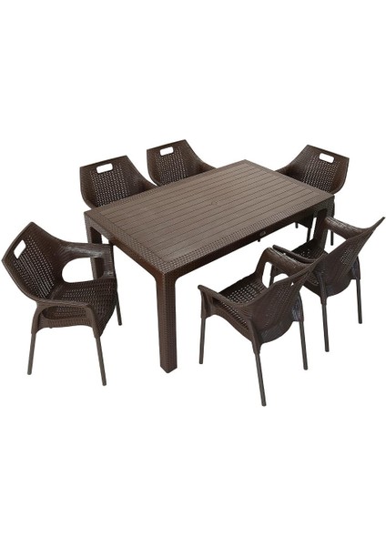 Elit Rattan 90x150 Star Koltuk Masa Takımı Kahverengi