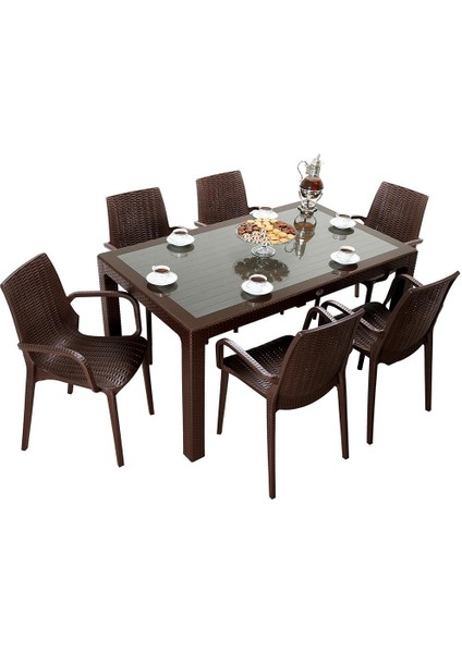 Elit Rattan 90x150 Nirvana Koltuk Camlı Masa Takımı