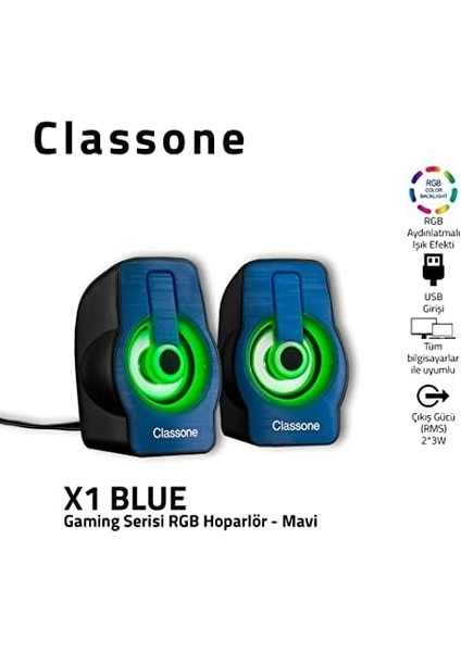X1 Blue Rgb Gaming Hoparlör - Mavi fiyatları