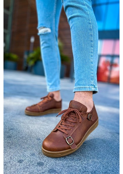 J191 Side Buckle Ortopedik Taban Günlük Cilt Erkek Sneaker Spor Ayakkabı Ctt Taba modelleri