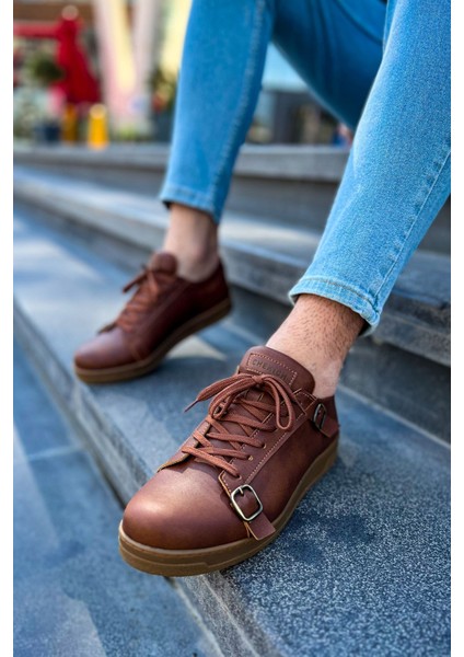 J191 Side Buckle Ortopedik Taban Günlük Cilt Erkek Sneaker Spor Ayakkabı Ctt Taba fırsatları