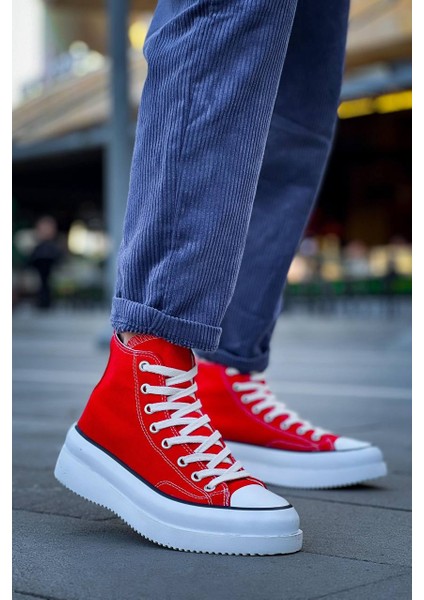 J-Cx-3 Bağcıklı Ortopedik Rahat Taban Uzun Erkek Sneaker Spor Ayakkabı Bt Kırmızı fiyatları