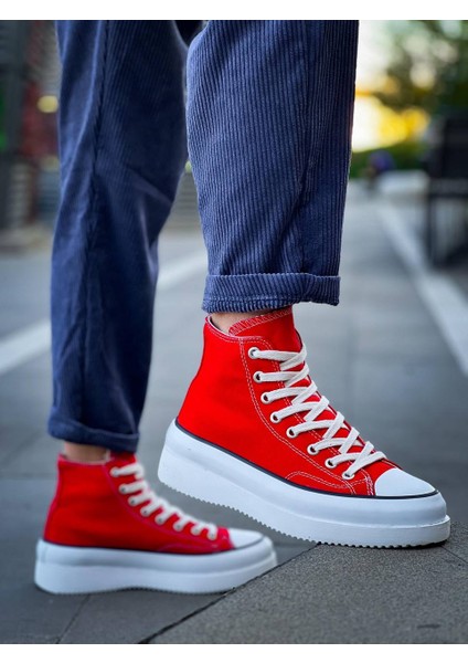 J-Cx-3 Bağcıklı Ortopedik Rahat Taban Uzun Erkek Sneaker Spor Ayakkabı Bt Kırmızı fırsatları