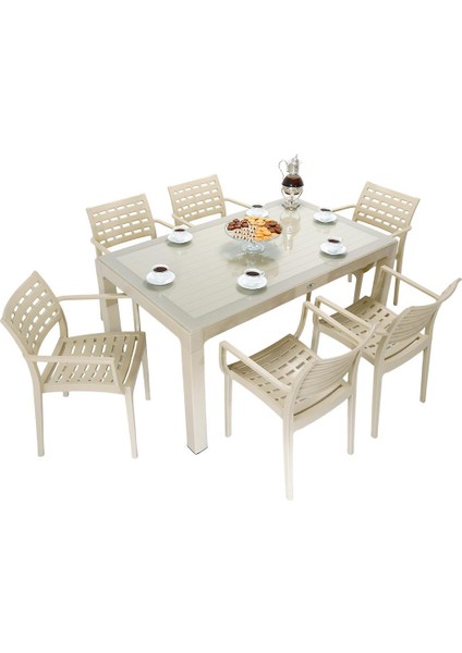 Wood 90x150 Cafe Koltuk Camlı Masa Takımı ÇÖLBEJİ