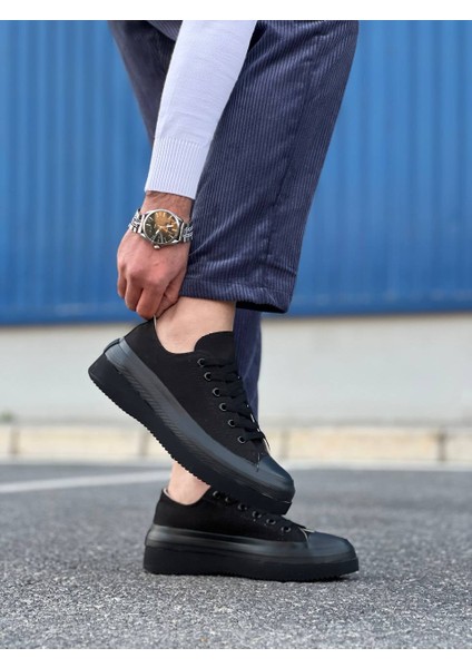 J-Cx-3 Bağcıklı Ortopedik Rahat Taban Kısa Erkek Sneaker Spor Ayakkabı St Siyah fırsatları