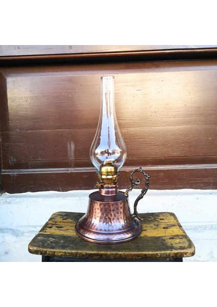 Bakır Gaz Lambası Eskitme Büyük Boy Bakır Kandil