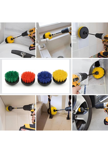 Çanak Tip Renkli Matkap Uyumlu Çok Amaçlı Temizlik 4'lü Fırça Seti Araç, Banyo, Derz, Jant, Fayans fiyatları