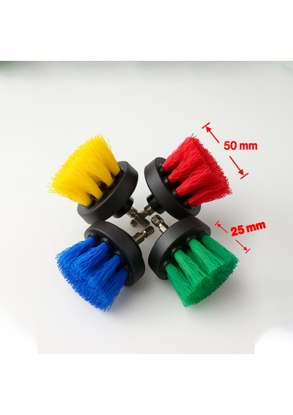 Çanak Tip Renkli Matkap Uyumlu Çok Amaçlı Temizlik 4'lü Fırça Seti Araç, Banyo, Derz, Jant, Fayans modelleri