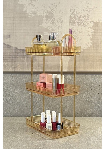 3 Katlı Makyaj Organizeri, Kozmetik ve Aksesuar Düzenleyici, Dayanıklı Polikarbonat