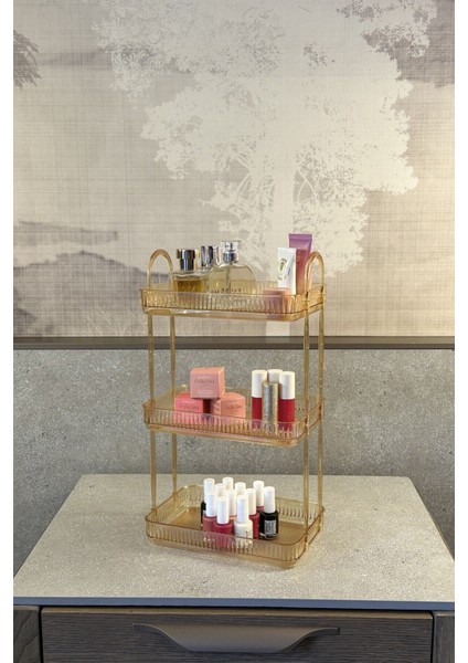 3 Katlı Makyaj Organizeri, Kozmetik ve Aksesuar Düzenleyici, Dayanıklı Polikarbonat